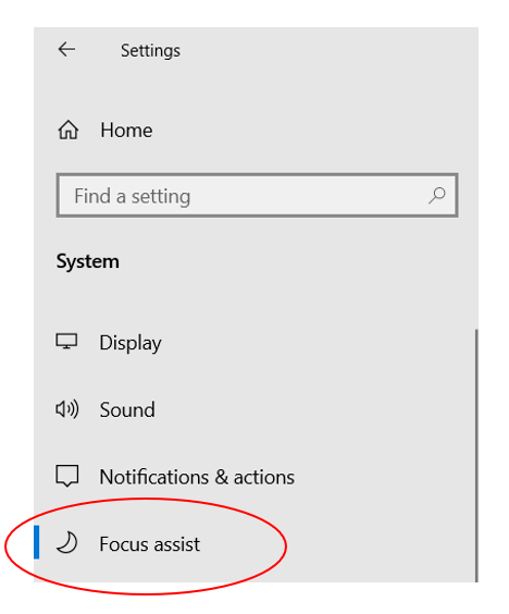 Focus Assist Settings