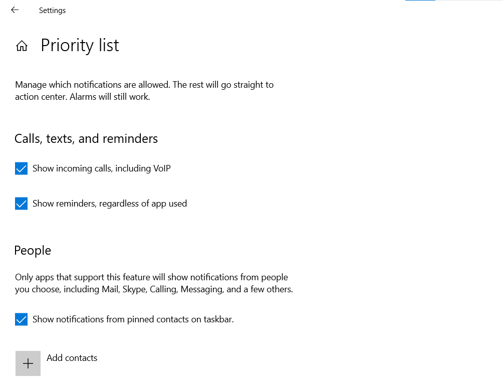 Priority List Setting
