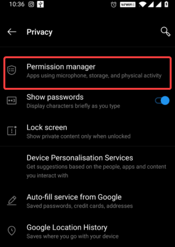 Privacy - permission manager