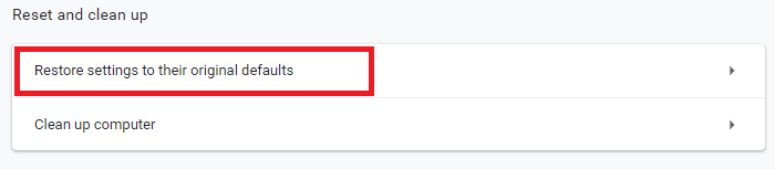 Restore settings to their Original Defaults