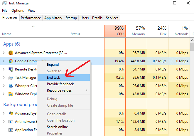 Task Manager to End process