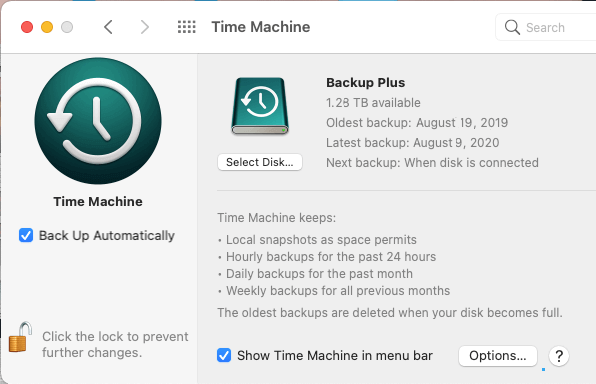 Time Machine Options