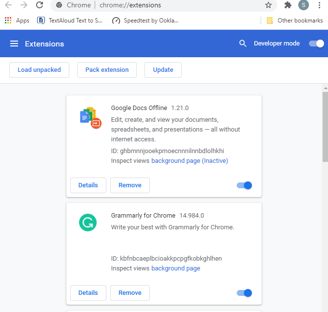 chrome page