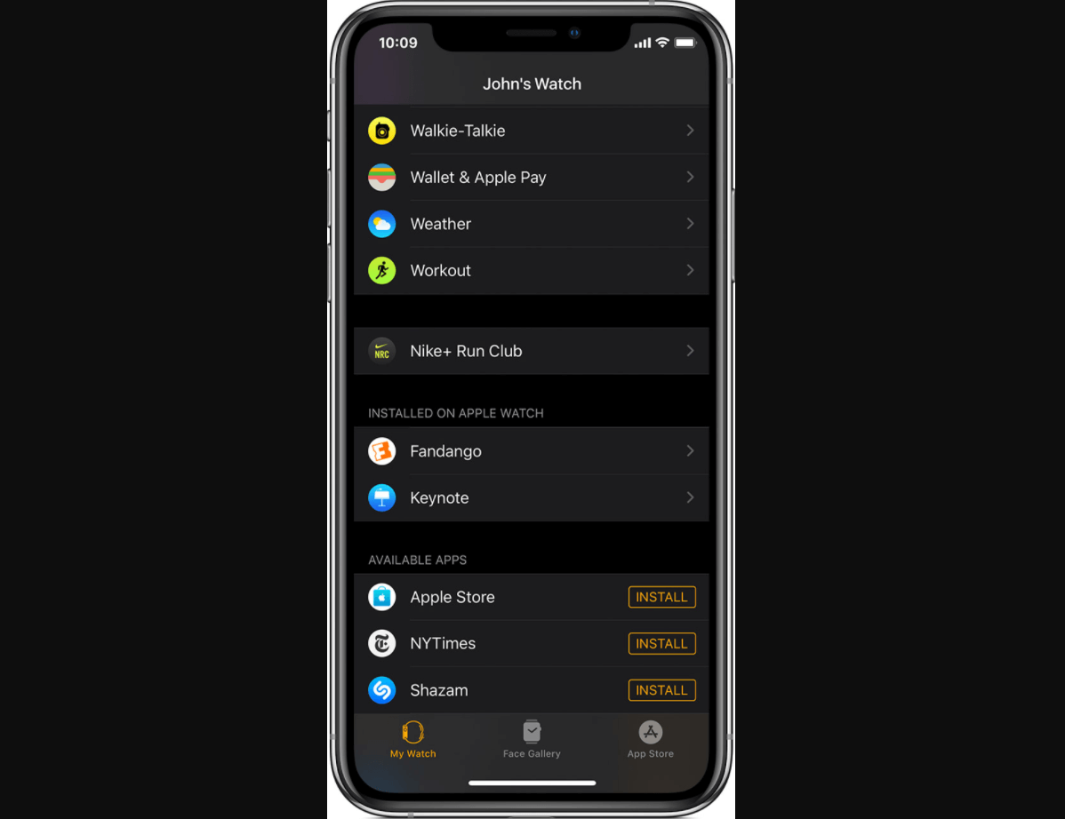 clear space on apple watch