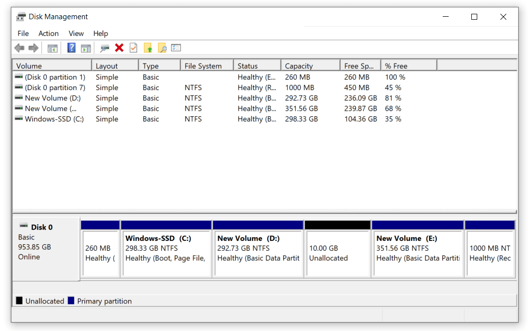 extend volume of the drive