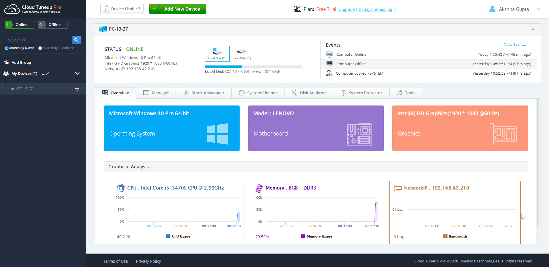 Clean Tuneup Pro - Dashboard