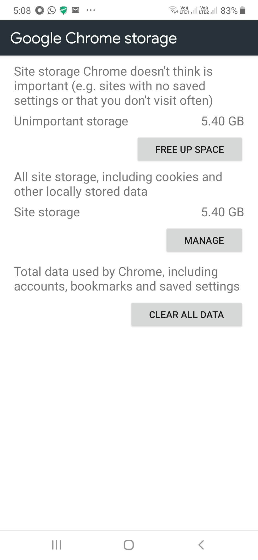 Google Chrome Storage