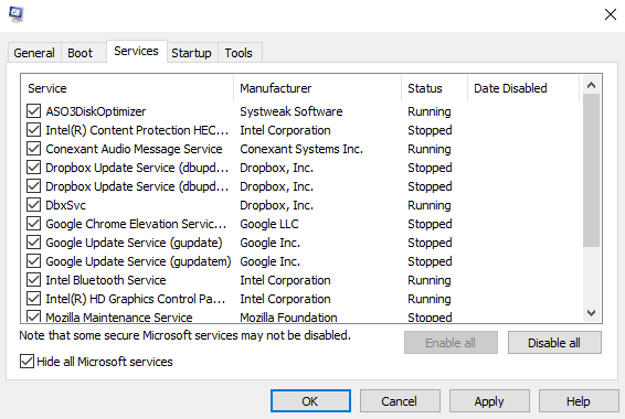 Hide all Microsoft services