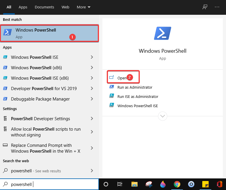 Open Windows Powershell