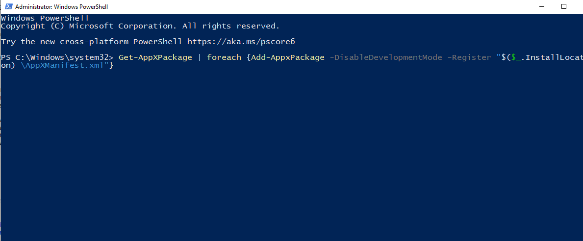 Re-Register Windows 10 Apps
