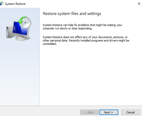 Restore System Files and Settings