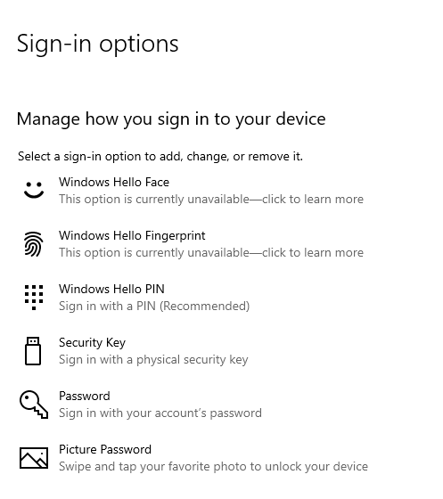 Sign In Options