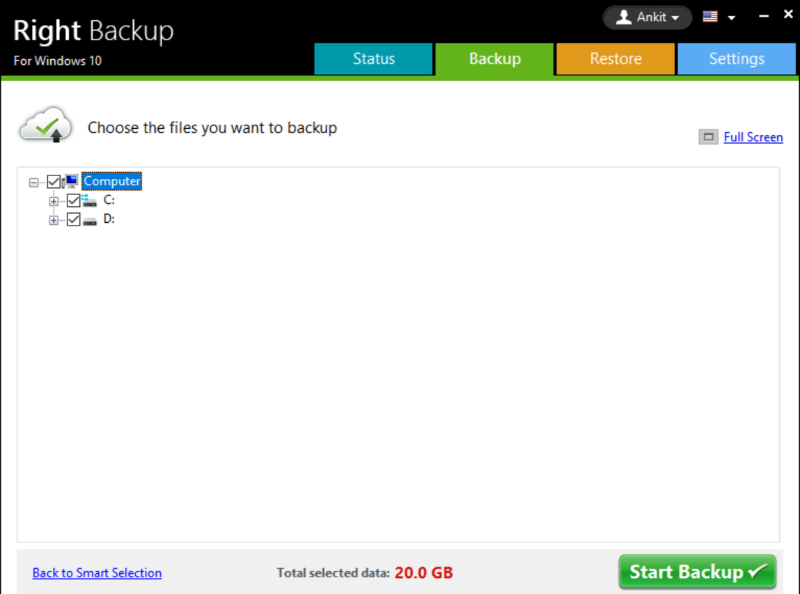 Want to backup files and data