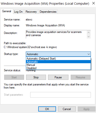 Windows Image Acquisition Properties