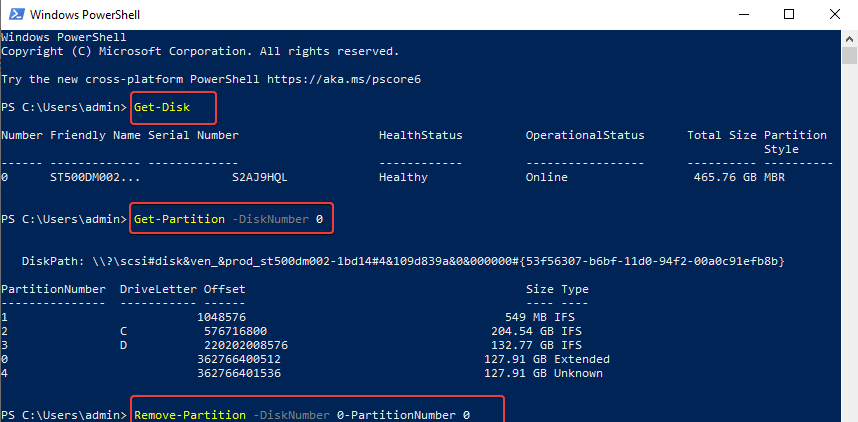 Windows Powershell- Partition Number