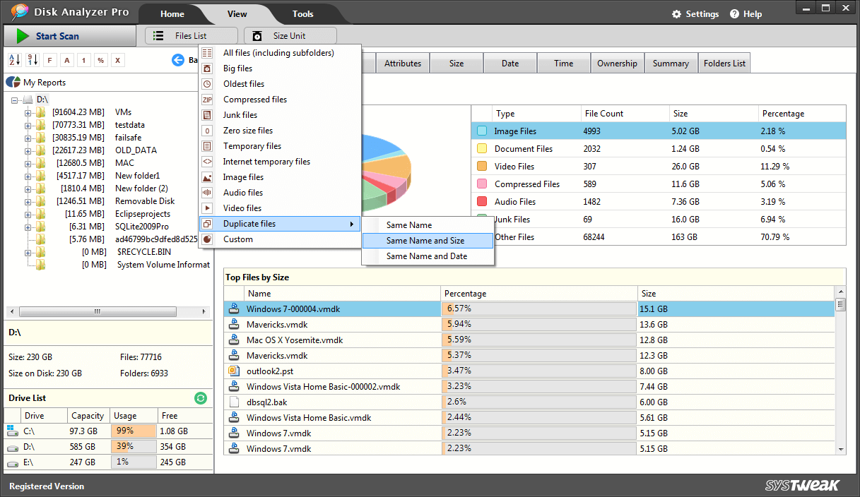 analyze disk space