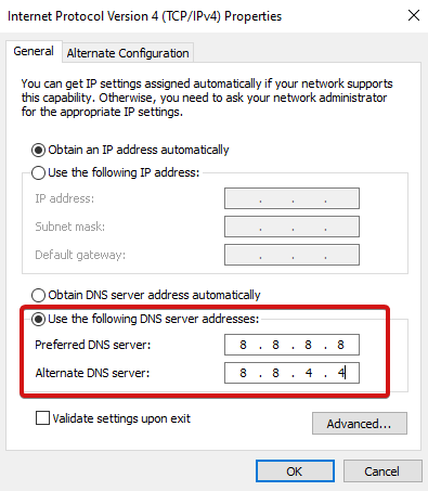 DNS Server Addresses