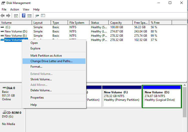 Disk Management windows