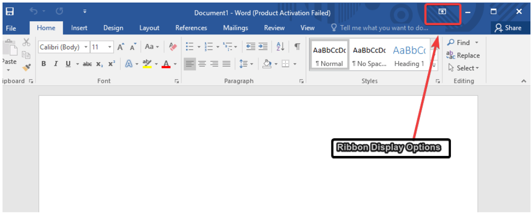 Ribbon Display Options