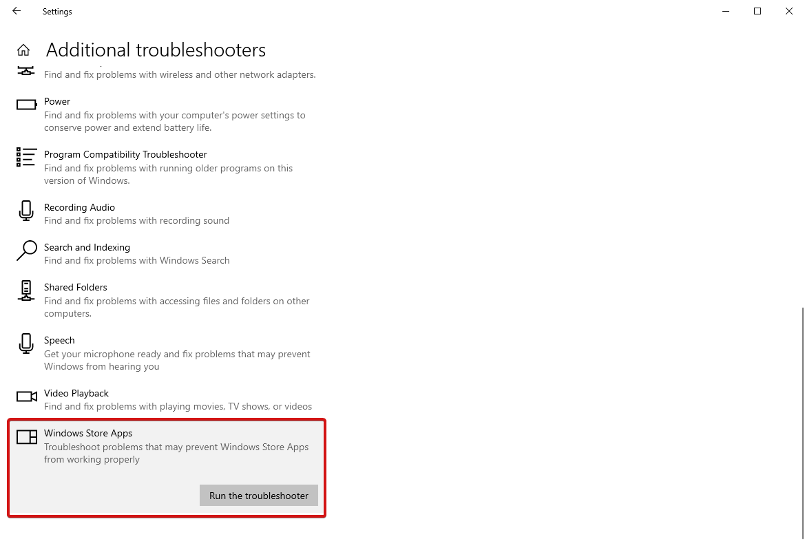 Run the troubleshooter