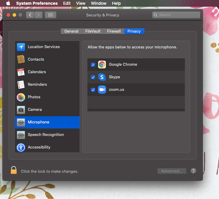 System Preference - Microphone