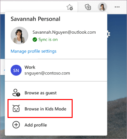 Browser in Kids Mode