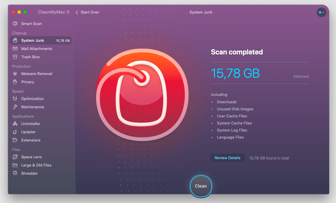 CleanMyMac X - Scan Process
