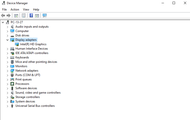 Display Adapter on Device Manager