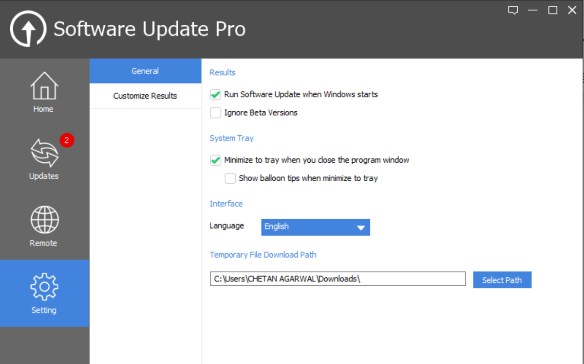Glarysoft software updater settings
