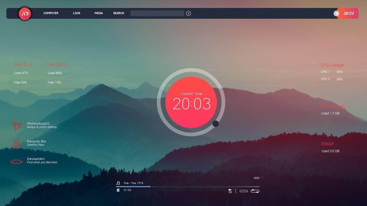 Moderate Rainmeter Skin