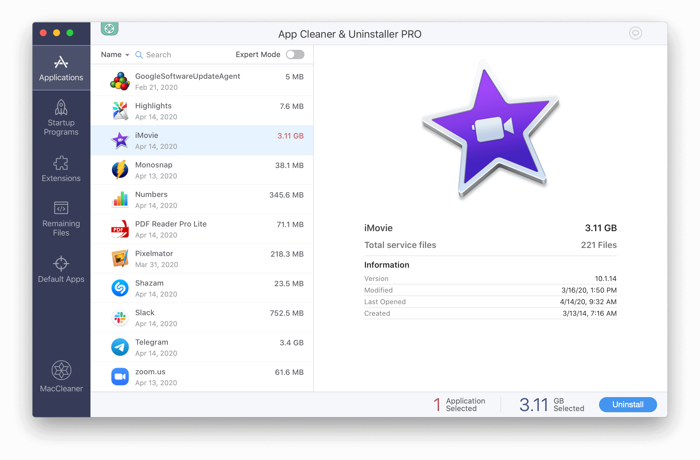 Nektony app cleaner and uninstaller