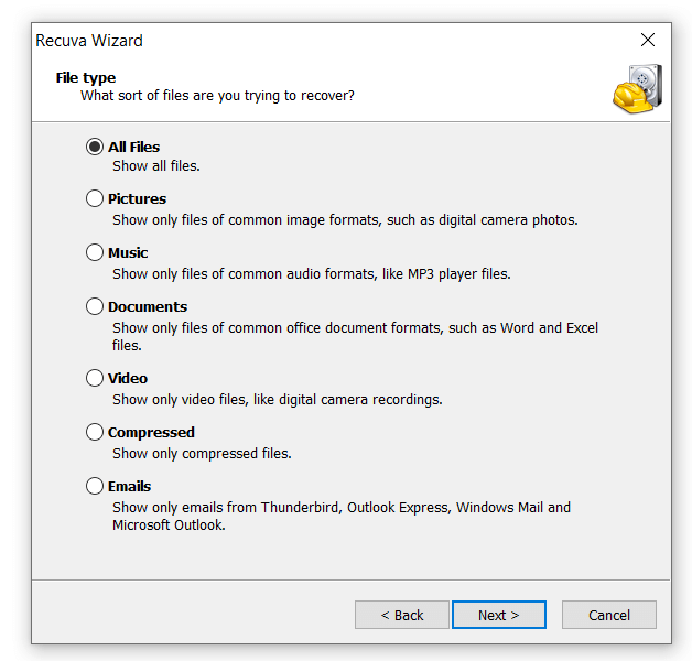 Recuva wizard