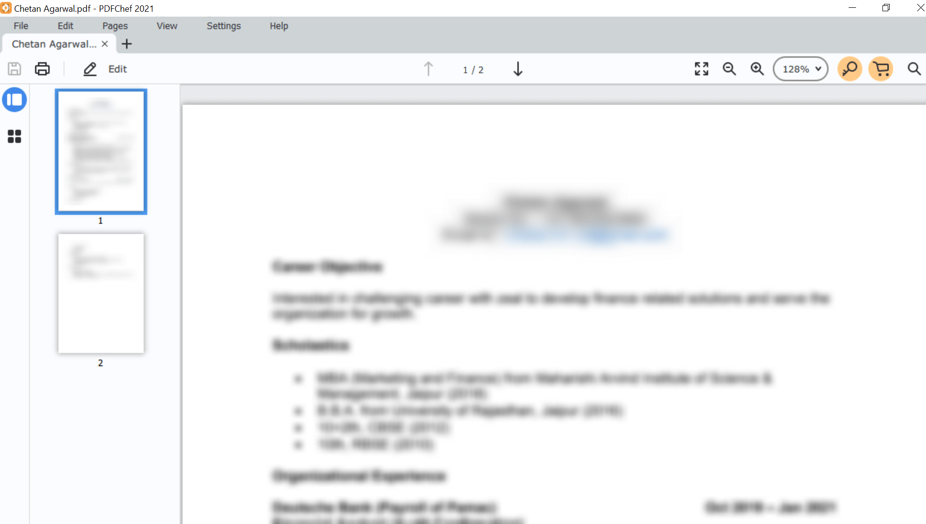 open Feature of PDFChef to edit PDF Document
