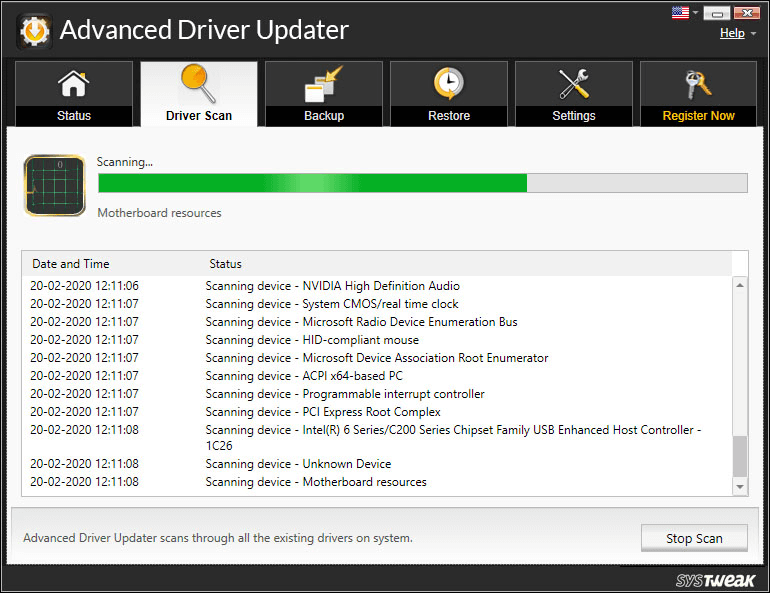Advanced Driver Updater _ Scanning Process