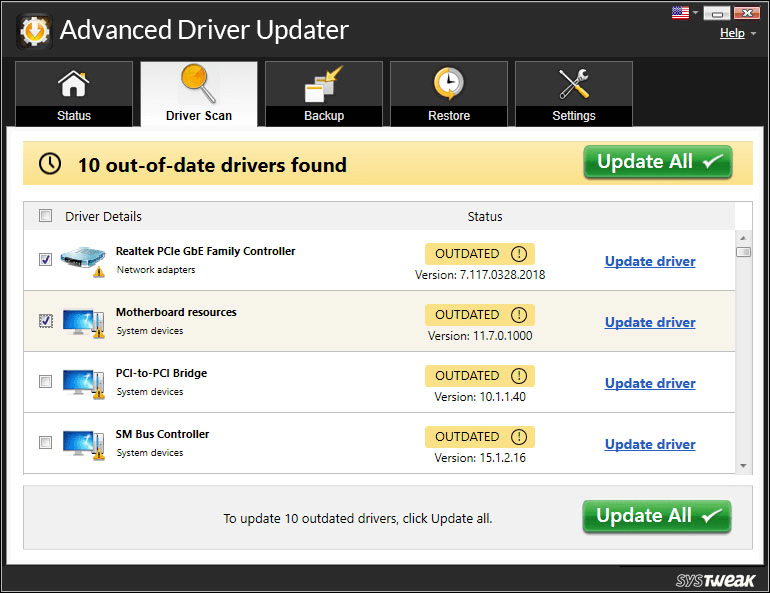 Advanced Driver Updater - outdated Driver