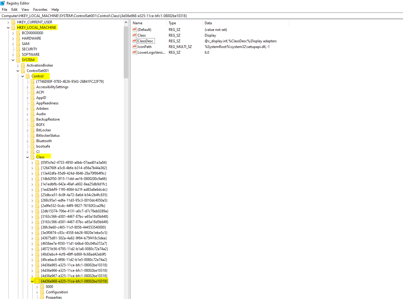 registry edit