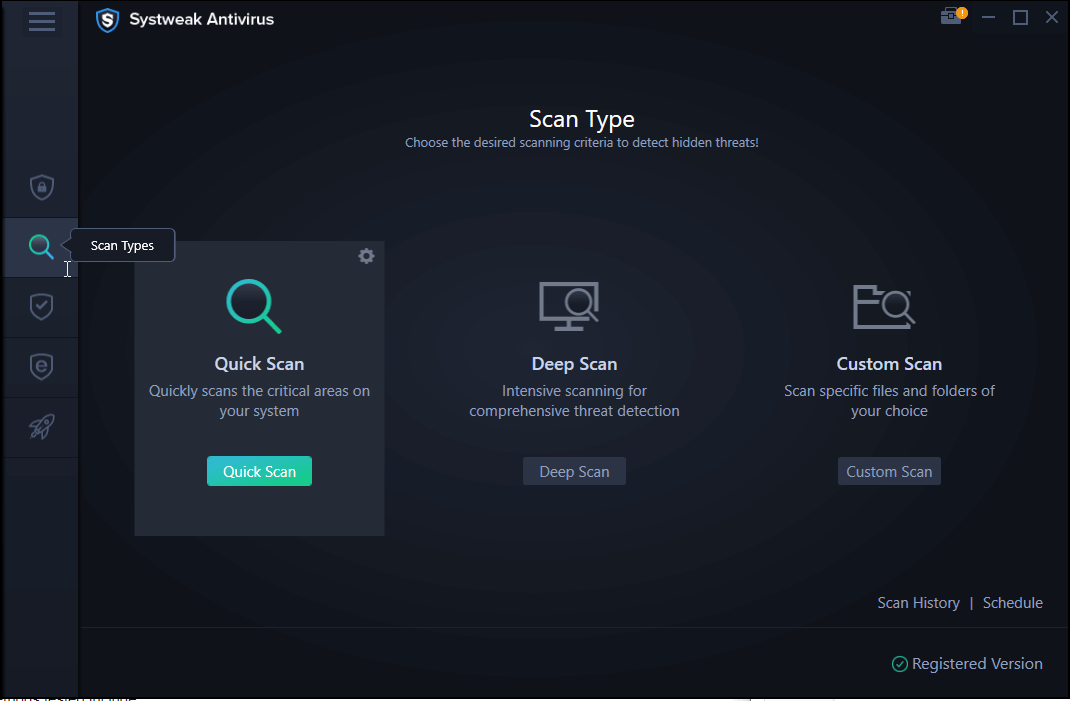 Systweak antivirus Scan Types