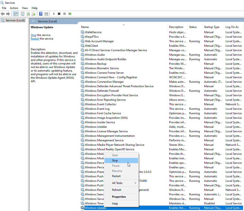 windows update services