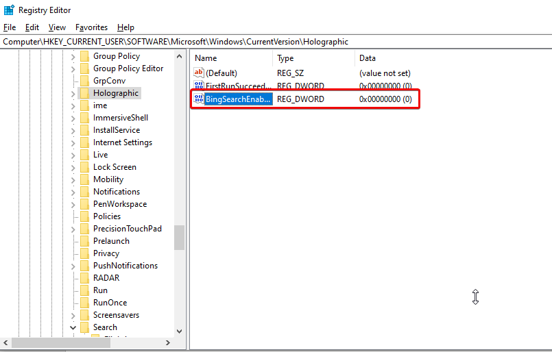 Bing Search Enable