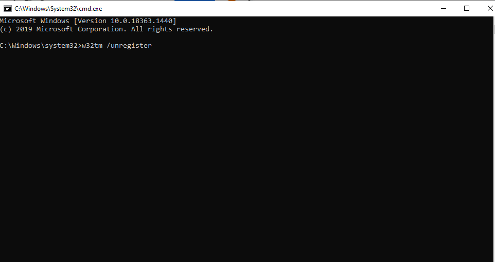 Command Prompt to Unregister Windows