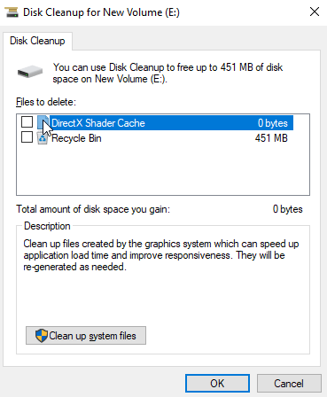 Disk Cleanup for Driver E