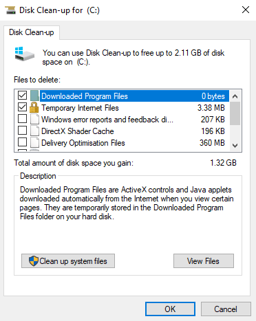 Disk Cleanup in C Drive