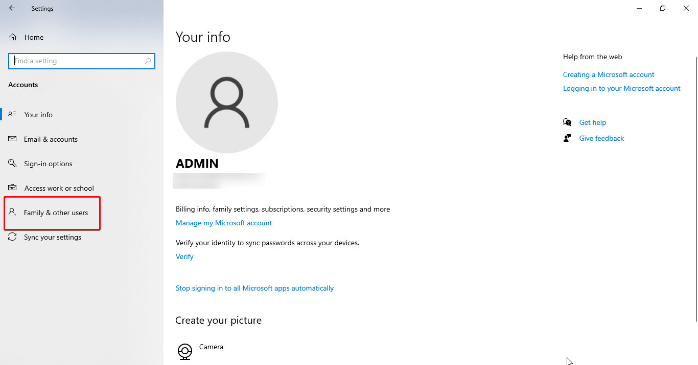 Family and Other User Info
