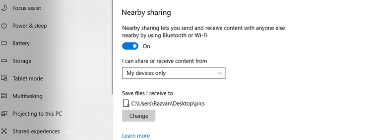 Nearby Sharing Windows 10