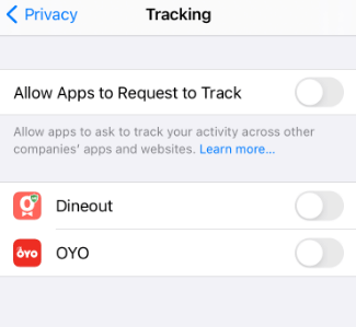 Privacy of Tracking on ios