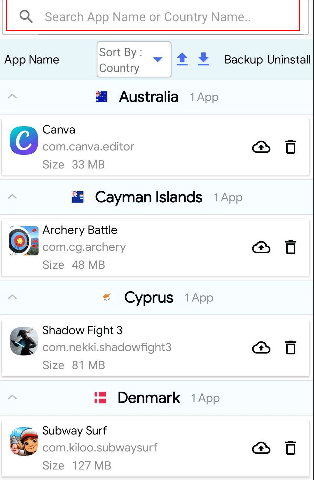 Search Bar- App Country FInder