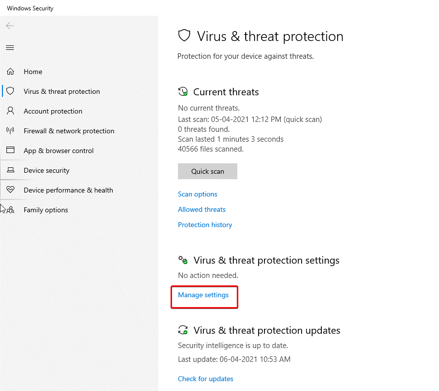 Virus & Threat Protection