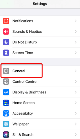 ios general settings