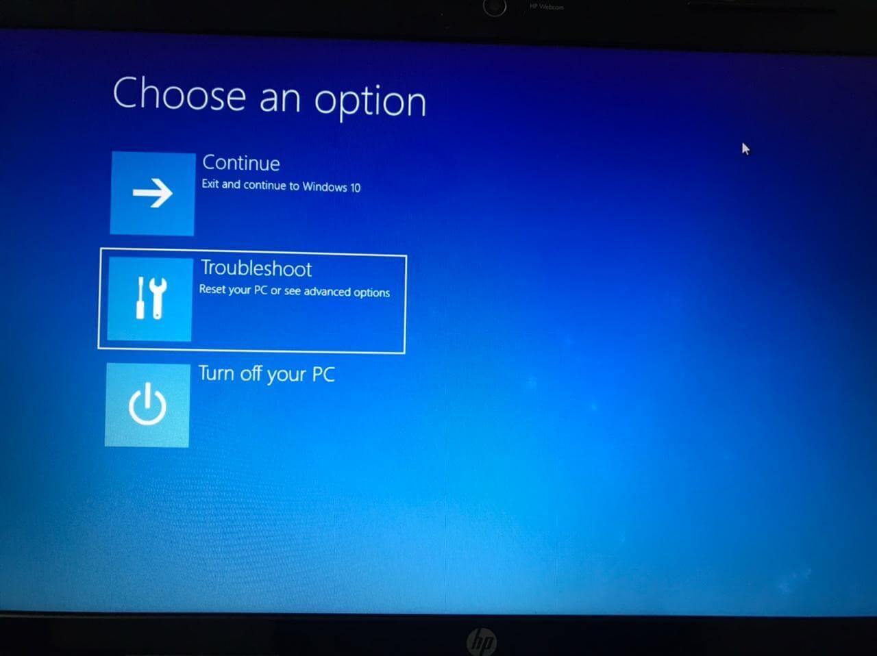 Choose an Troubleshooting options
