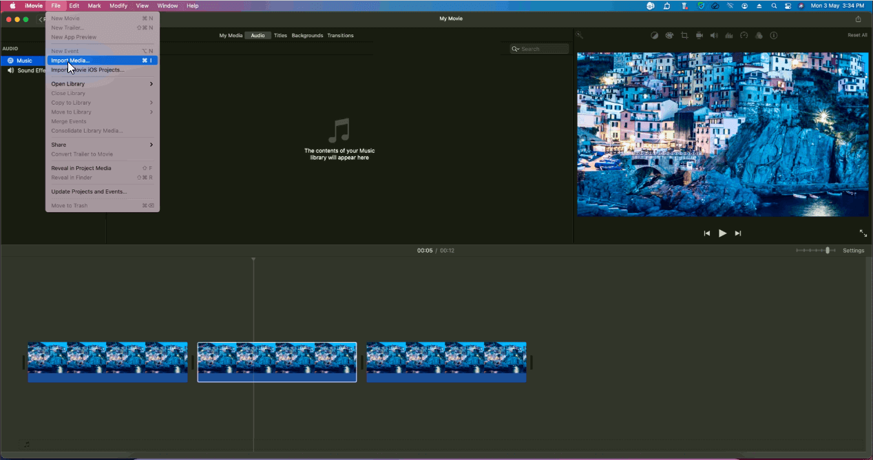 Create iMovie Project